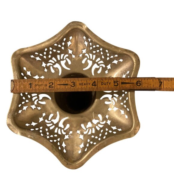 Large Ruffled Pierced Rim Tapered Silverplate Flower Vase - Picture 9 of 9